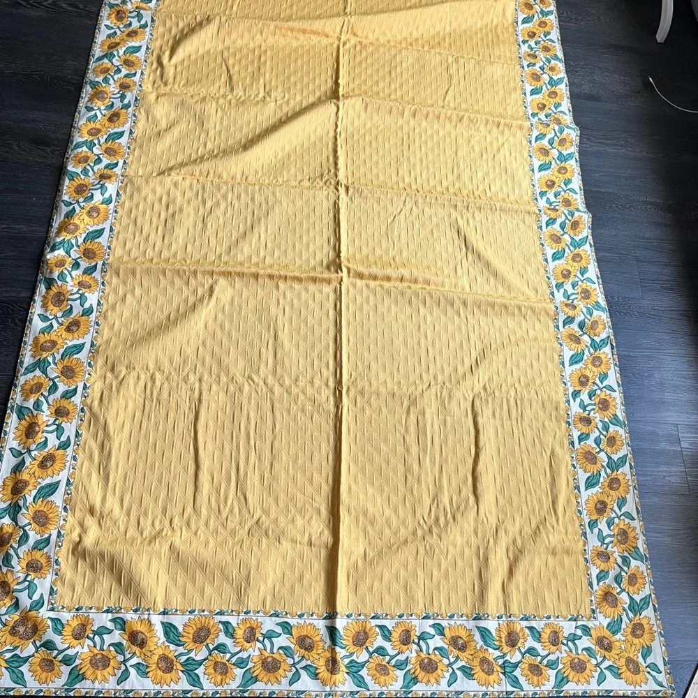 French Countryside Sunflower Tablecloth Cover Quilted France 94x54 Cottagecore